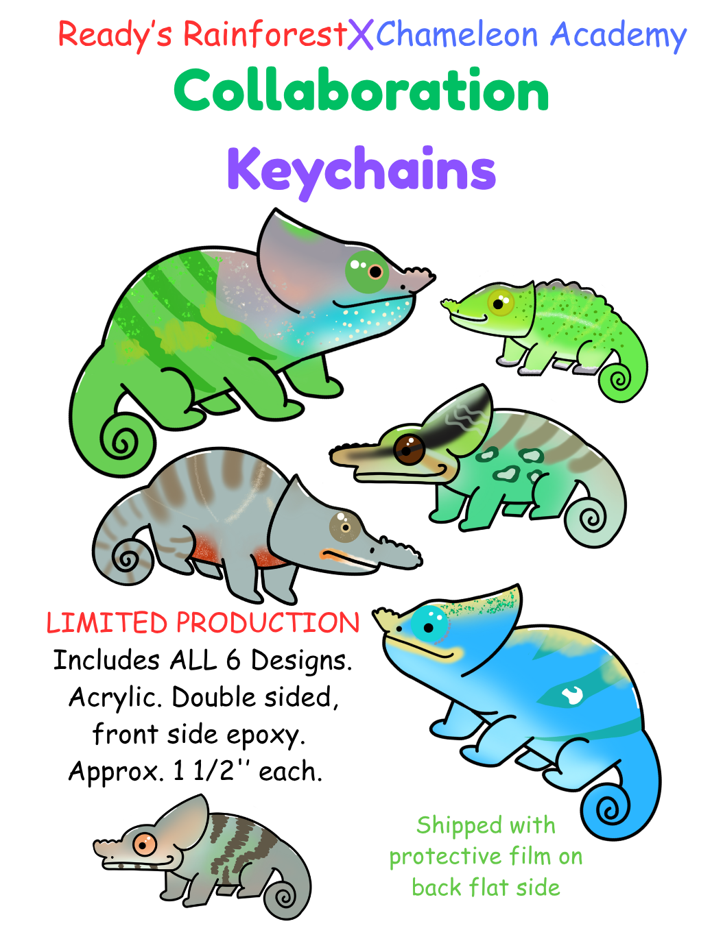 Ready's RainforestXChameleon Academy Collaboration Keychains