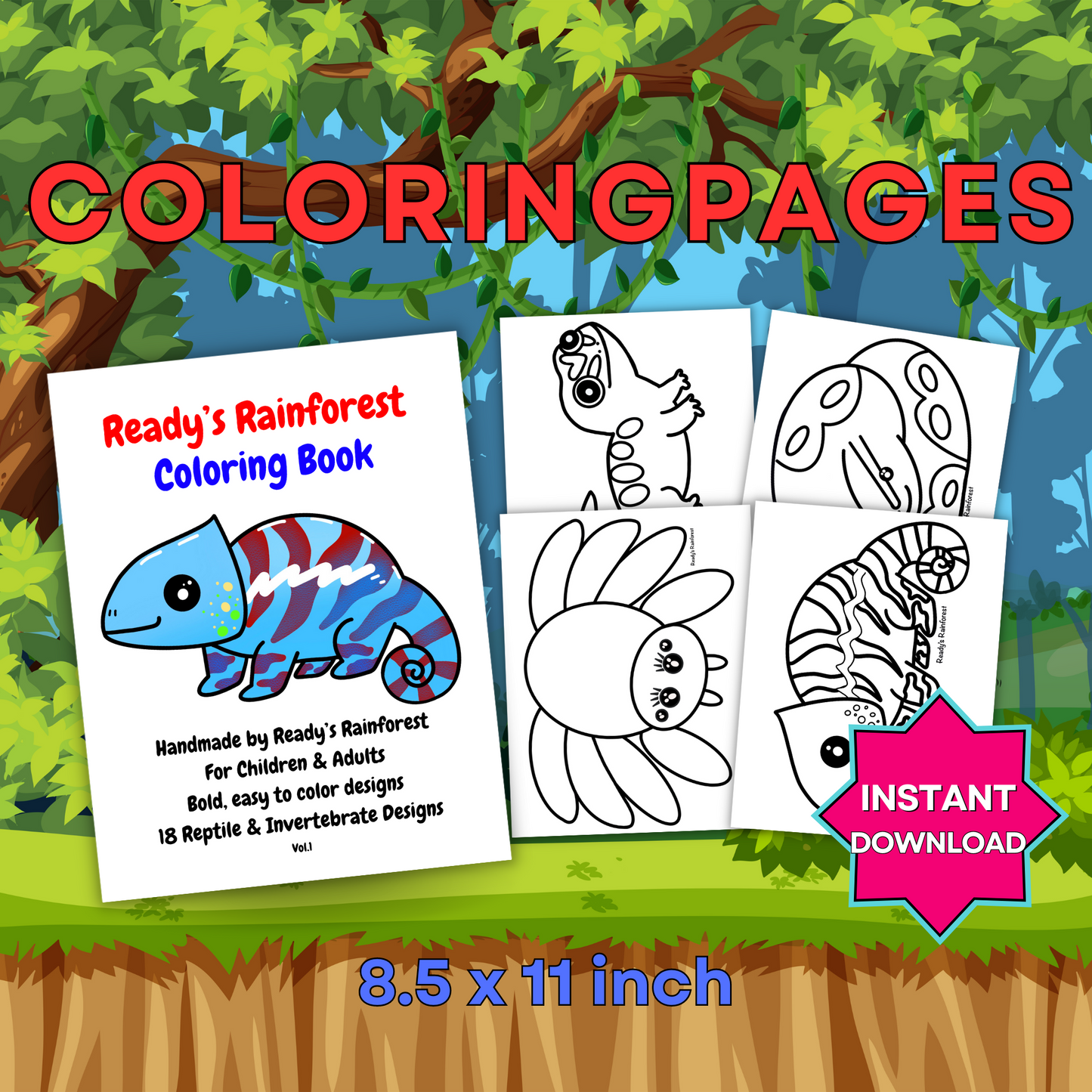Ready's Rainforest Coloring Pages 18 designs